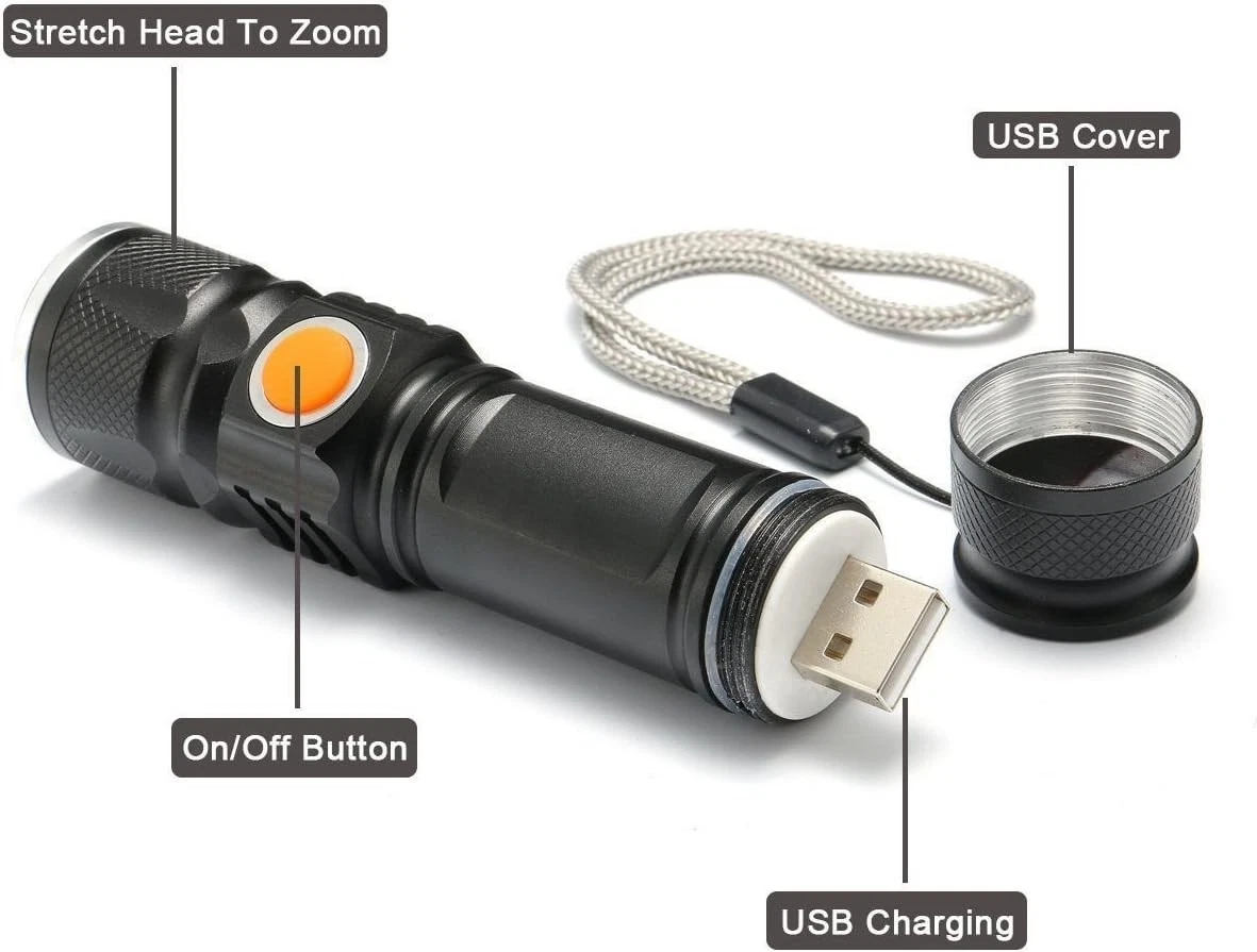Draagbare Cob Mini Oplaadbare Led Zaklamp Zoombare Led Zaklamp Usb Pocket Led Li