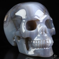 3.0" Agate Hand Carved Crystal Skull, Realistic, Crystal Healing