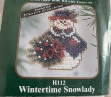 2003 Mill Hill Wintertime Snowlady Counted Glass Bead Holiday Pin Kit Snowman