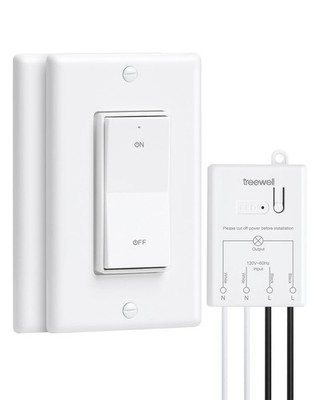 3 Way Wireless Light Switch and Receiver Kit, Decorator Rocker Wall Switch, 2...
