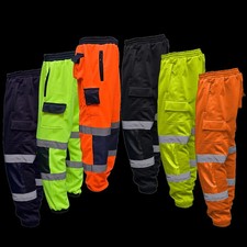 Hi Viz Vis Jogging Bottoms Safety Work Sweat Pants Fleece Trousers Joggers