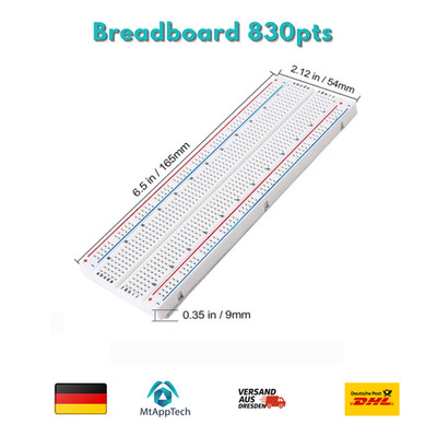 Breadboard 830 Kontakte lötfreies Steckboard für Arduino, Raspberry etc - MB-102
