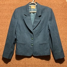 Pendleton Women&rsquo;s VINTAGE USA MADE Houndstooth Jacket Blazer 10 WOOL Blue