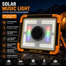Solar Led Work Light Bluetooth Speaker Music Sync Camping Flood Light Power Bank