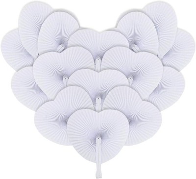 IZoeL Fächer Hochzeit 24 Stück Handfächer Weiß Hochzeitsfächer Herz Hochzeit