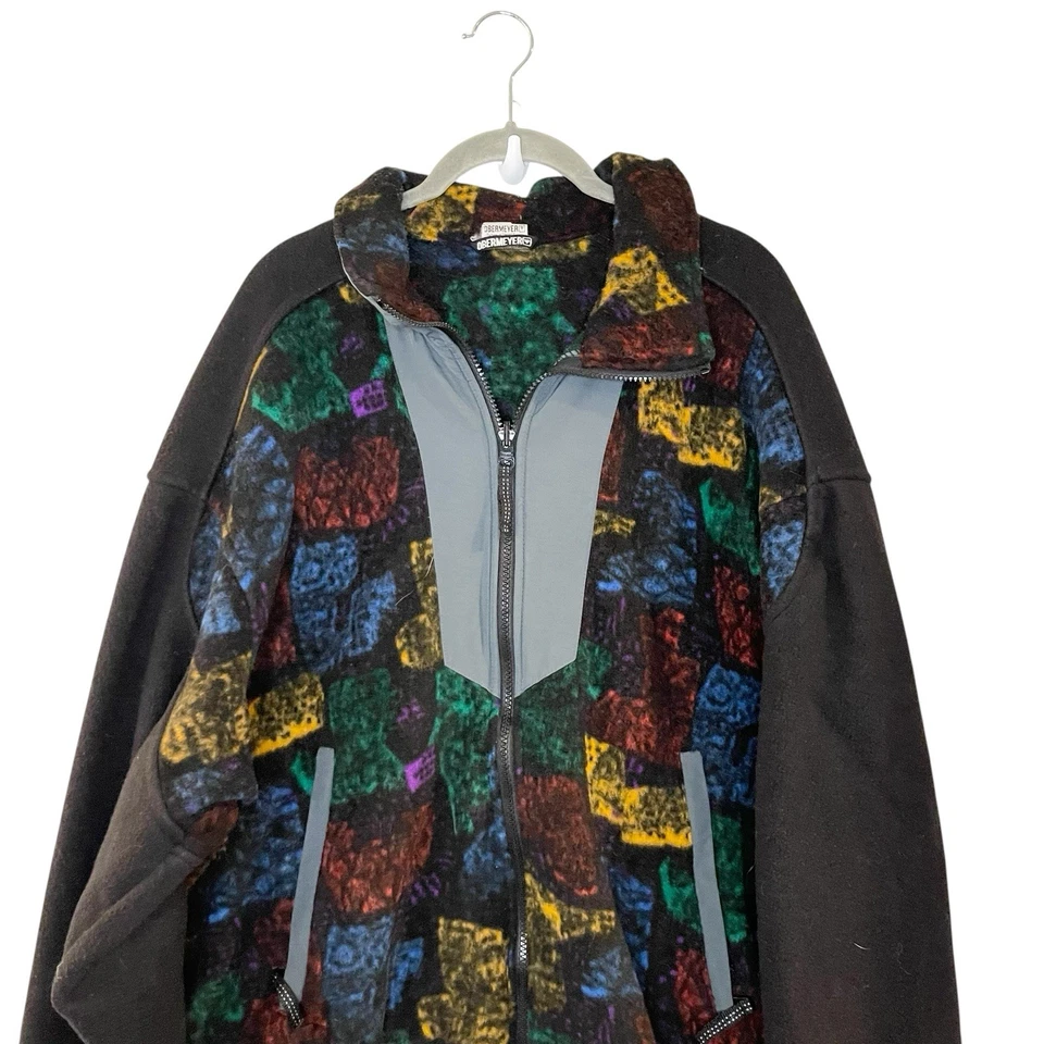 Jaqueta masculina vintage Obermeyer L colorida bombardeiro ponta de flecha zíper completo arco-íris - Imagem 3 de 4