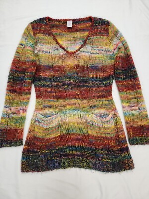 Women's Bobbie Brooks Knit Sweater V Neck Pockets Size Small