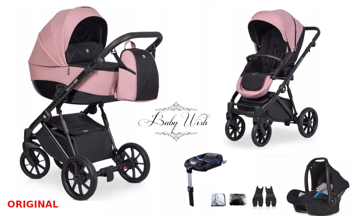 Riko Brano Pro Bébé Poussette Landau 3in1 Nacelle+Poussette +Siège