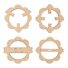 4sets Flower Wooden Wick Holder Kit Moccasin 7.7 7.95x7.4 7.95x0.25cm Sewing