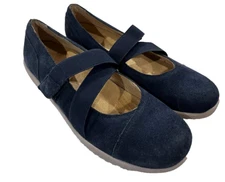 Vionic Size 10 Blue Suede Shelby Elastic Straps Womens Mary Jane Shoes Hook Loop