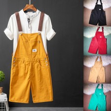 Men's Suspenders Summer Five-point Pants Overalls Bib Dungarees Workwear S-5XL