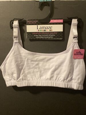 Lamaze Maternity Women's Seamless Comfort and Nursing Bra White Small