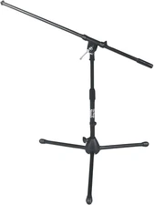 On-Stage MS7411B Short Drum/Amp Tripod Microphone Stand with Boom, Black