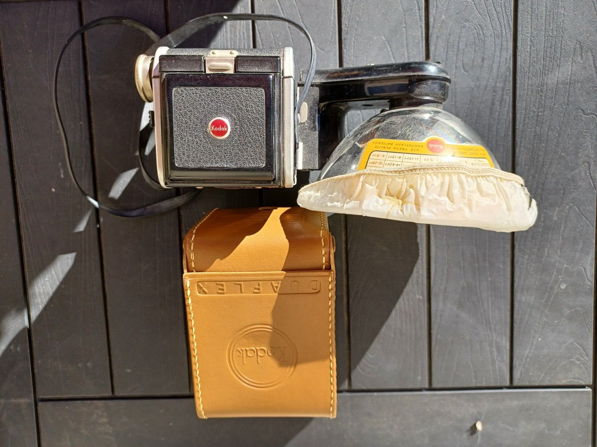Vintage Kodak Duaflex II Box Camera with leather case and