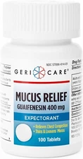100 Count Mucus Relief Tablets Expectorant for Chest Congestion Relief 400mg