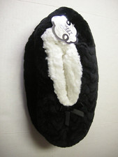 Slippers, Women's Black Plush By Fuzzy Badda, One Size Shoe Size 7-9.5 , New