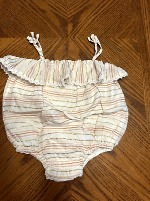 18 mo Baby Girls DYLAN & ABBY Striped Ruffled Tank One Piece Bubble  ROMPER