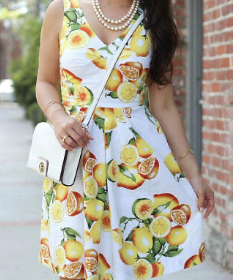 Lemon print dress womens cheap