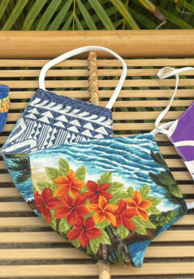 Hawaiian Face Mask Cover Handcrafted Fabric Double Layer Filter Reversible