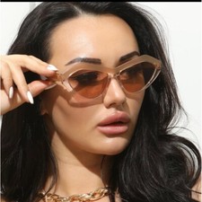 Cat Eye Sunglasses Women Fashion Designer Beige Frame Lens Luxury Style Gafas