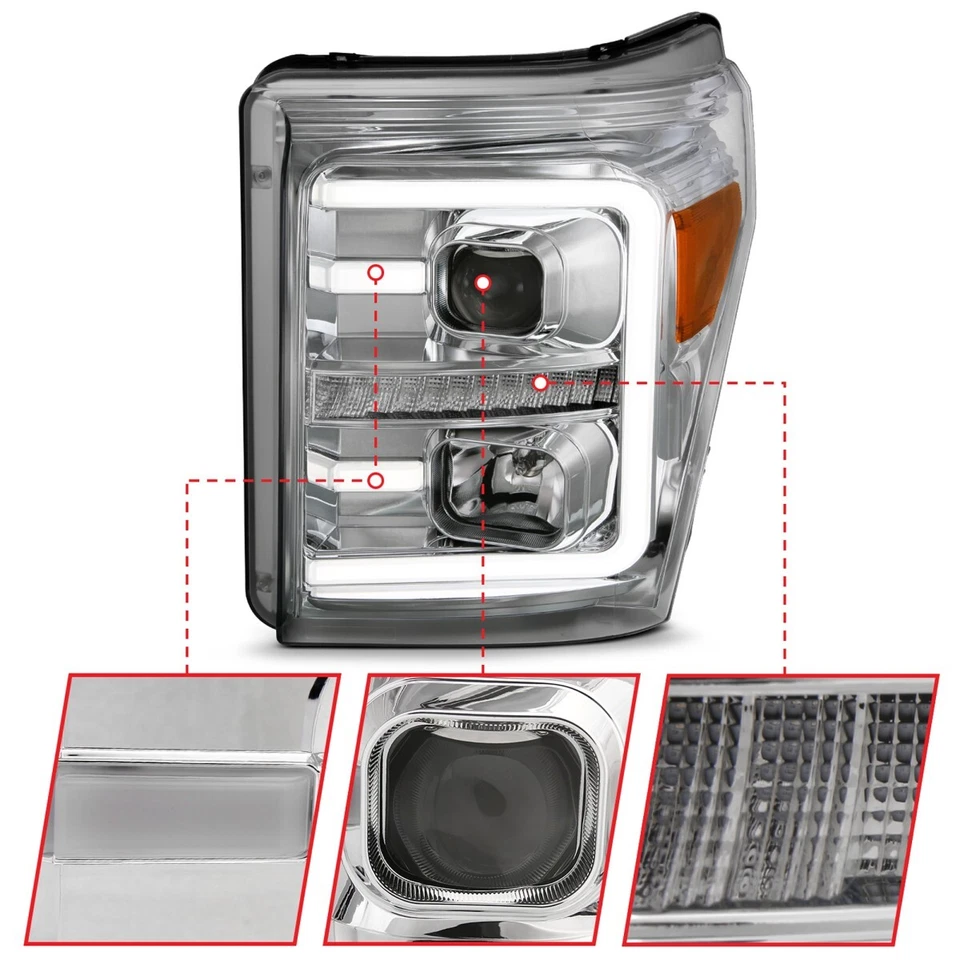 Anzo 111407 Headlight For Ford F-250 Super Duty 2011-2016 Left and Right Chrome - Изображение 3 из 4