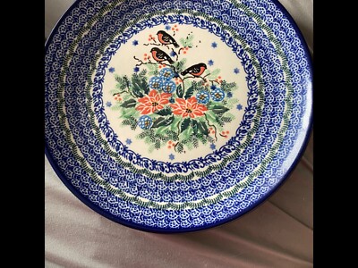 Polish Pottery Stoneware Poland Unikat 8'' Plate (86-u2567) Artystyczna Robin 