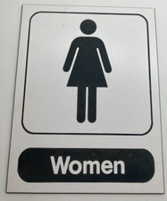 Vintage Women Lady's Ladies Restroom sign white black