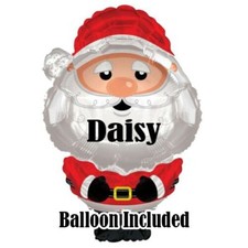 Christmas Balloon PERSONALISED Santa 36" foil ANY NAME air or helium
