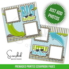 Big Brother Little Scrapbook Pages PRINTED Premade Scrapbook Quick Pages 131