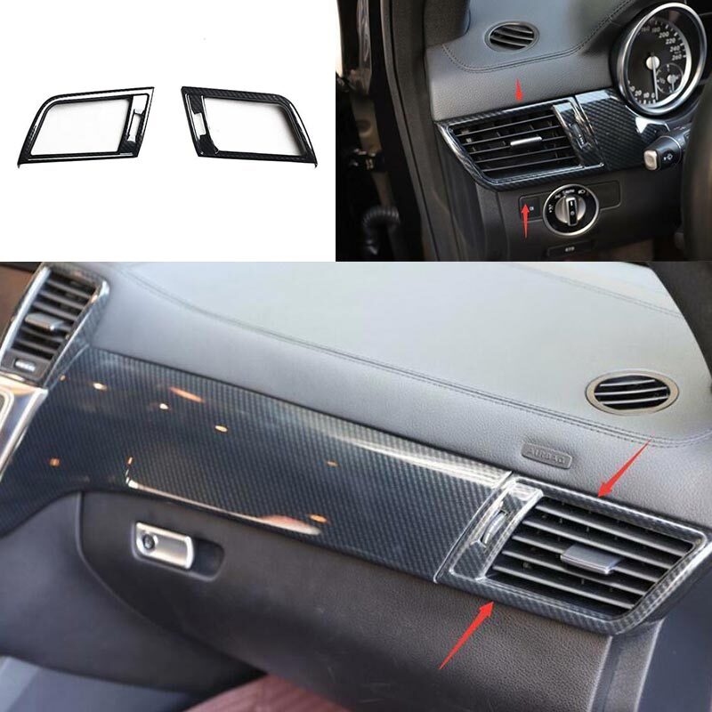 Car Console L&R For Benz GL ML ABS Air Outlet Vent Cover 2012-2015 Carbon Fiber