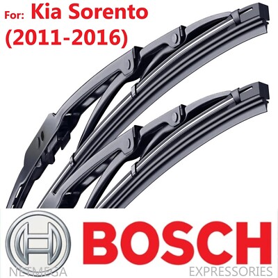 2x BOSCH Wiper Blades Set for Kia Sorento (2011-2016) Direct Connect Pair, Front