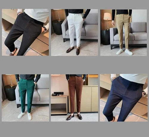 Business Casual Suit Pants For Men Clothing Fit Formal Wear Trousers 36 - Imagen 14 de 30
