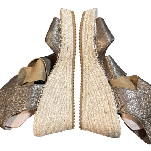 Eileen Fisher Womens Sandals Size 8 Bronze Upper Leather Espadrille Wedge - Picture 4 of 9