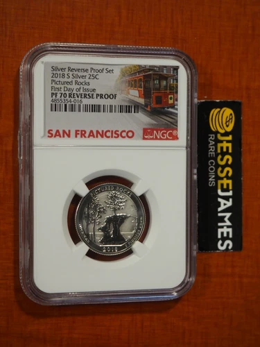 2018 S 25C REVERSE PROOF SILVER PICTURED ROCKS QUARTER NGC PF70 FIRST DAY ISSUE
