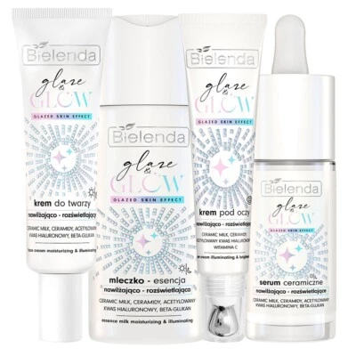 Bielenda Glaze & Glow Moisturising Brightening Face/Eye Cream, Serum or Essence