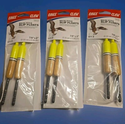 [3] 2pk Eagle Claw Balsa Style Slip Float 7/8'' X 2'' Stem [6 Floats Total]