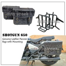 Sacoches En Cuir Noires Pour Royal Enfield Shotgun 650 Avec Support