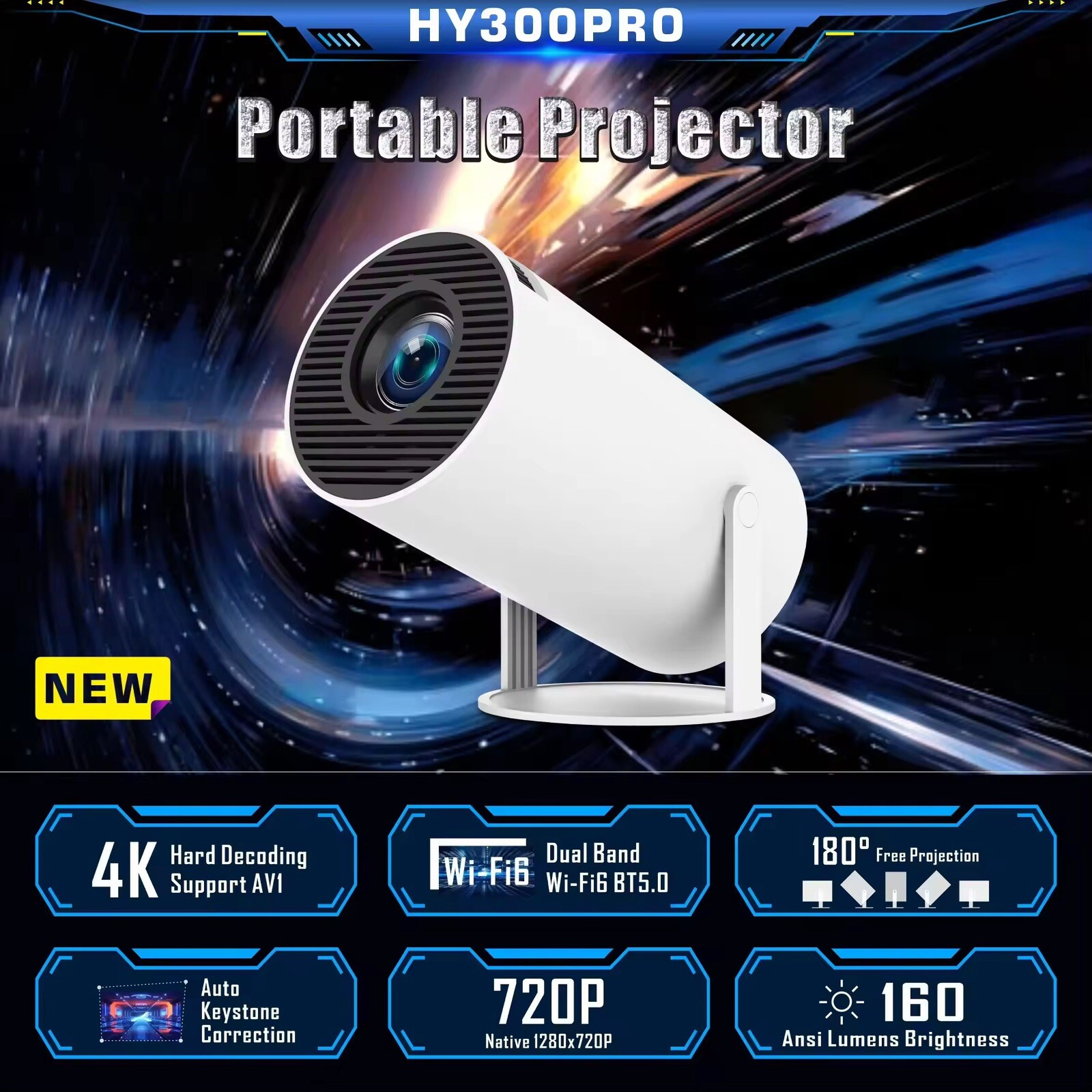 Projecteur vidéo Full HD pour soirée cinéma en famille et grand écran