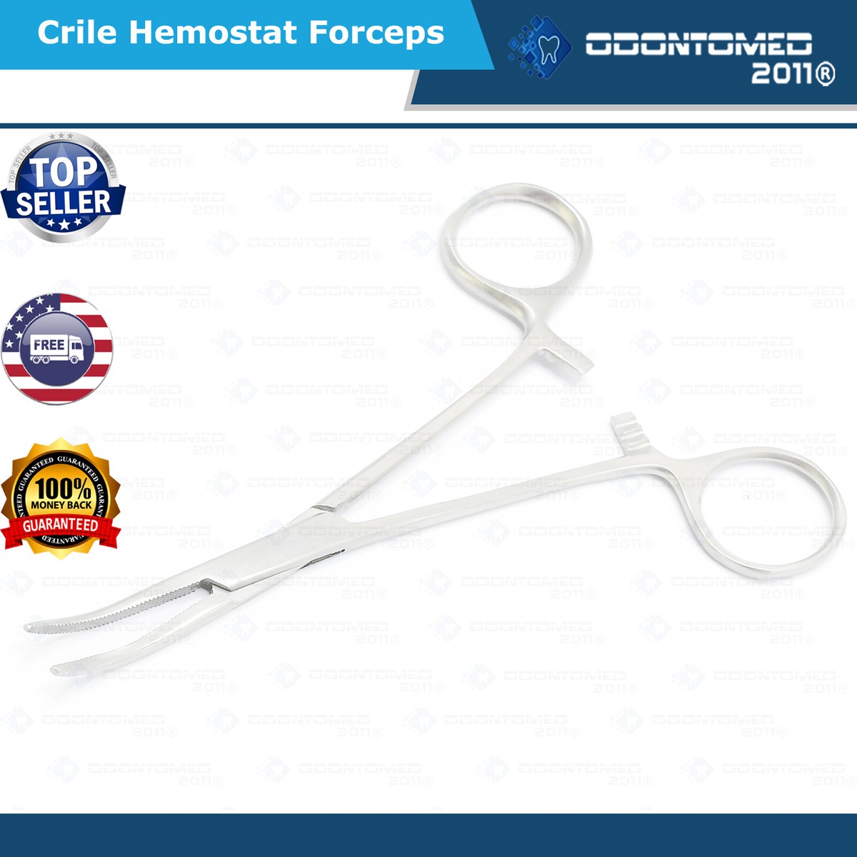 Rankin Crile Hemostat Locking Forceps - Curved Tip, 8" Surgical Tool | New, Sterile (ODM Brand) 9 thumbnail image