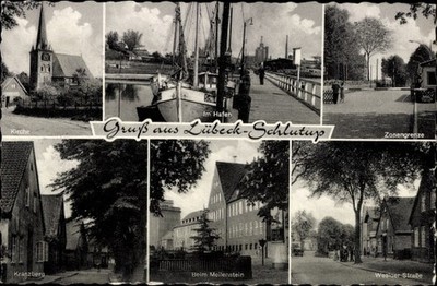 Postcard Schlutup Hanseatic city of Lübeck, Kranzberg, at the milestone,... - 5084901