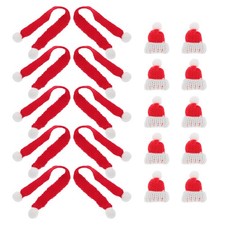 20 Pcs Mini Christmas Knit Hats And Scarves For Doll Crafts And Decorations