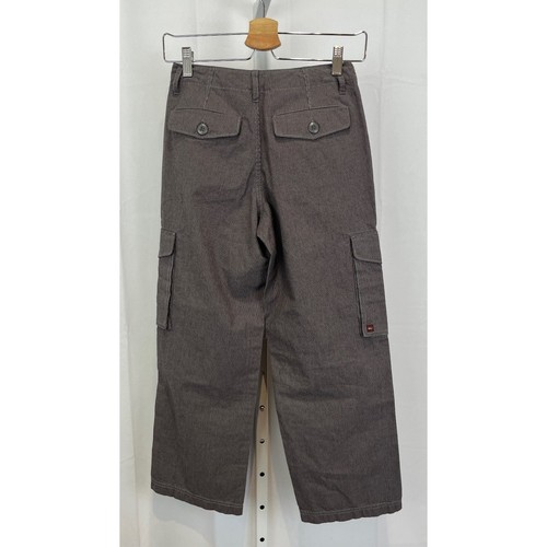 TEA COLLECTION Striped Cargo Pants Wide Leg Woven Cotton Gray Red Size 8 - Picture 2 of 11