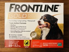 Frontline Gold for Dogs 89-132 LBS 6 Monthly Doses, Flea  Tick Control NEW