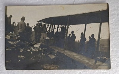 WW1 RPPC Postcard Soldiers Plane Italian Caproni Shot Down by Friendly 1916