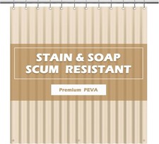 6.94Beige Shower Curtain Liner 72x72 PEVA Waterproof Bath Curtain 3 Magnets