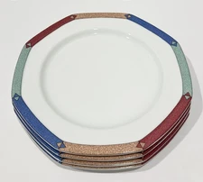 Christopher Stuart DIAMOND OPTIC Pattern 10 1/4" DINNER PLATES Set of 4