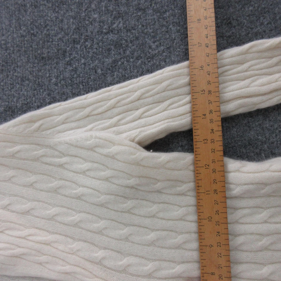 Charter Club Sweater Womens Petite Small Ivory Cashmere Cable Knit Cardigan - Image 4 of 4
