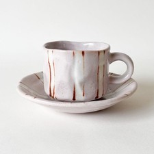 Takumi Kiln-Changed Coffee Cup & Saucer, Tokusa Pink