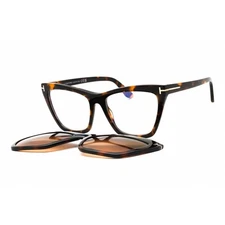 Tom Ford Women's Eyeglasses Dark Havana Acetate Cat Eye Shape Frame FT5971-B 052