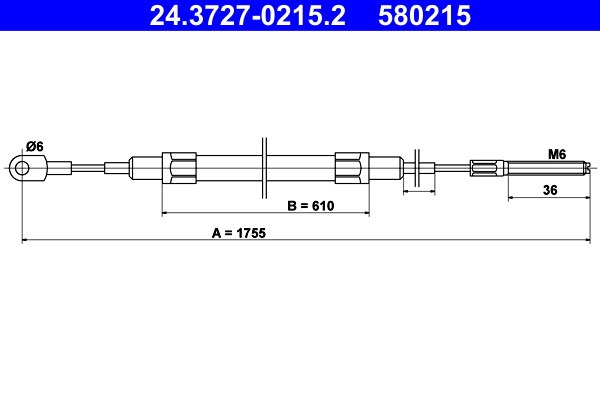 Rear ATE 24.3727-0215.2 Cable, parking brake for BMW